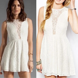 For Love & Lemons White Lace Sleeveless Mini Dress XS